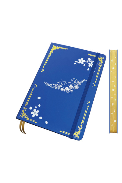 choice2 Royal Blue Cat & Cherry Blossom A5 Dot Grid Journal, 160gsm Thick Pap...