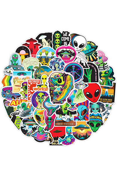 Choice 50pcs 50Pcs Outerspace ET Alien UFO Graffiti Stickers for DIY Scrapboo...