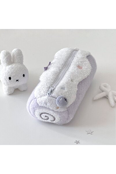 Choice3 Purple INS Fashion Korean Cream Swiss Roll Plush Pencil Case Student ...