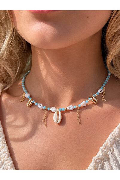 Vinlora Design Handmade Necklace with Sea Shells and Fringes - with Crystal a...