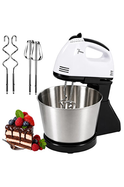 zola Mixer de mana cu bol, 100 W, bol inox 3 L, 7 viteze, 2 teluri, 2 carlige...