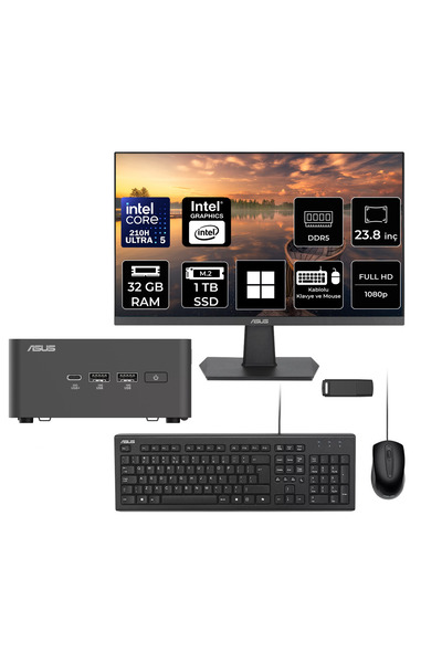 ASUS NUC 15 Pro Tall Intel Core 5-210H 32GB RAM 1TB SSD 23.8" Full HD Monitör...
