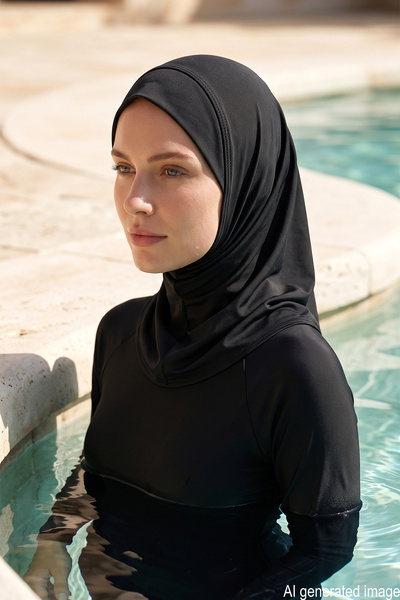 Remsa Mayo Scarf Swimmer Cap 1112-01 Black