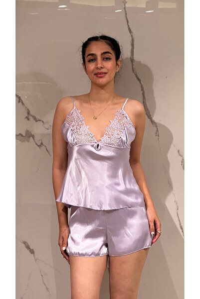 DAWN LİNE 6 Piece Purple Women's Lace Satin Nightgown Dressing Gown Set |   P...