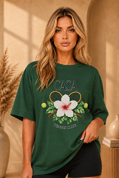 FECCY Premium Tenis Club Printed Oversize Γυναικείο T-Shirt Βαμβακερό Oversiz...