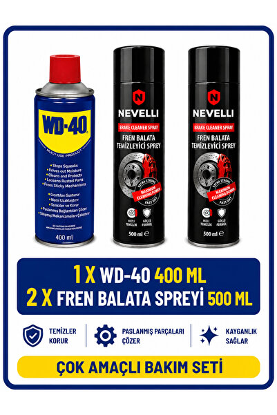 WD-40 Çok Amaçlı Temizleyici ve Yağlayıcı Sprey - 400 ml / Fren Balata Spreyi - 500 ml X 2 Adet