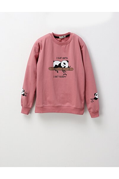 MiniKids Bluza I EAT UNTIL fetite, roz prafuit