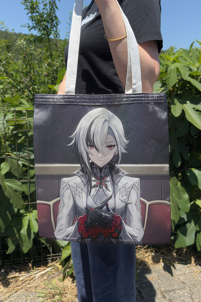 ZipZap Arlecchino Genshin Impact V5 Double-Sided Canvas Print Tote Bag Anime Bag
