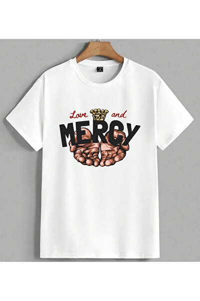 ELFERA Love Merry Tas Eller Tacli Printed Unisex Oversize T-Shirt White