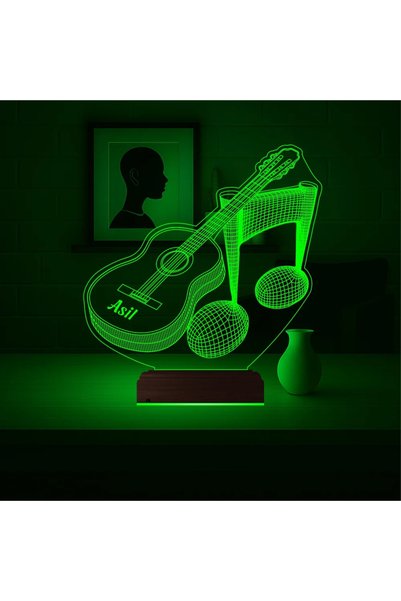 Genel Markalar Klasik Gitar Müzisyen Hediye Kişiye Özel 3D Lamba - Masa Gece ...
