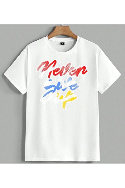 ELFERA Retro Print Colorful Typography Printed Unisex Oversize T-Shirt White