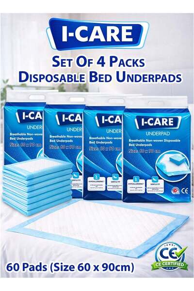 İCARE I-CARE Disposable Underpads 60x90 cm Leak-Proof Bed & Mattress Protecto...