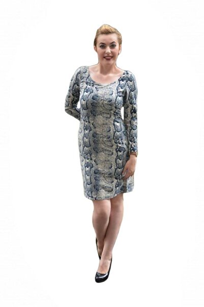 OEM Rochie casual , de culoare bleumarin- bej animal print