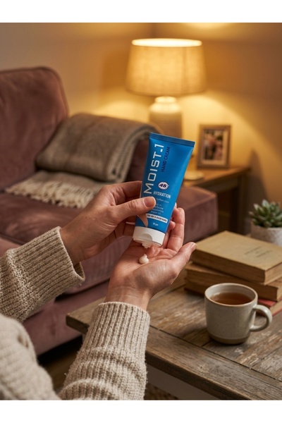 Bexer Pharmaceutical كريم اليدين MOIST.1 بوزن 50 جرام، مرطب يدوي يدوم 48 ساعة مع زبدة الشيا وزيت المكاديميا والأرغان للأيدي الجافة والخشنة