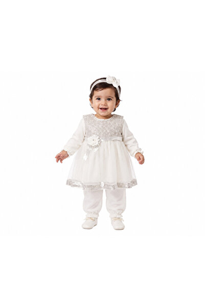 Generic Baby Girl Tulle Dress Set with Long Sleeves, Pink & White