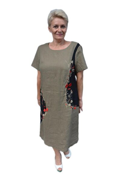 OEM Rochie de vara cu imprimeu, culoare kaki