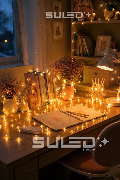 SULED Peri Led 5 Metre Led Işık Sarı - Gün Işığı Rengi Pilli Dekoratif Ambiyans Ledleri