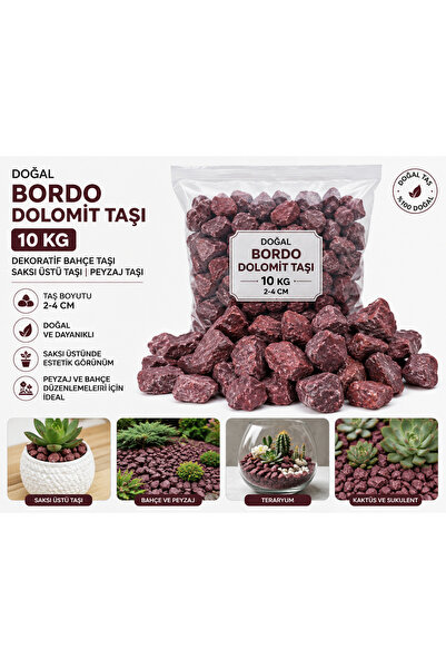 Genel Markalar Doğal Bordo Dolomit Taşı 10 KG | Dekoratif Bahçe Taşı | Saksı ...
