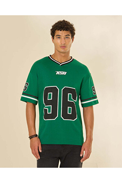 REDTAG Men Green KSA National Day 96 Interlock T-Shirt