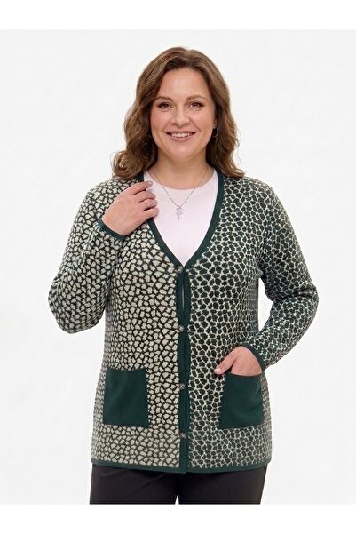 onno style women Steel Knit Classic Leopard Pattern Tricot Jacket