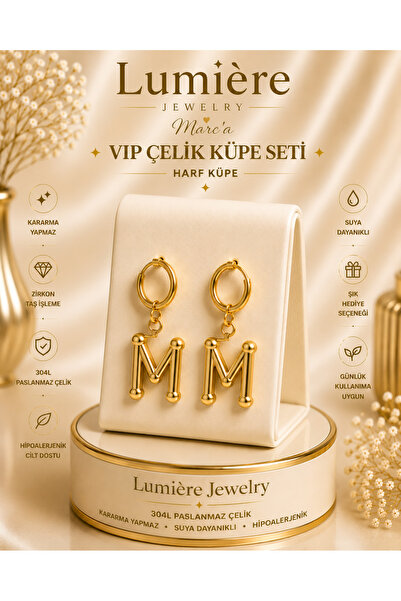 LUMİERE JEWELRY 316L ÇELIK GOLD HARF KÜPE