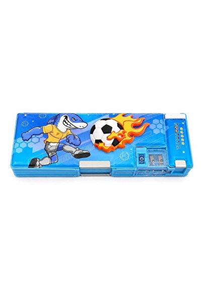 MTKardeşler Dino Football Patterned Functional Double-Sided Plastic Pencil Case