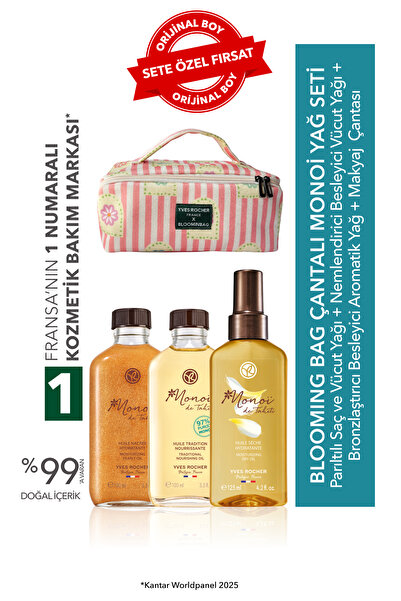 Yves Rocher Çantalı Monoi Yağ Seti-Işıltılı Yağ 100 ml & Vücut Yağı 100 ml & ...