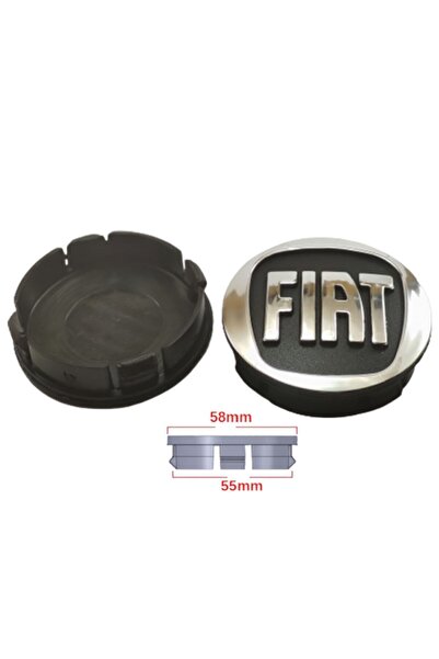 GARDENAUTO Fiat Wheel Hub 58-55mm Black-Silver Set of 4