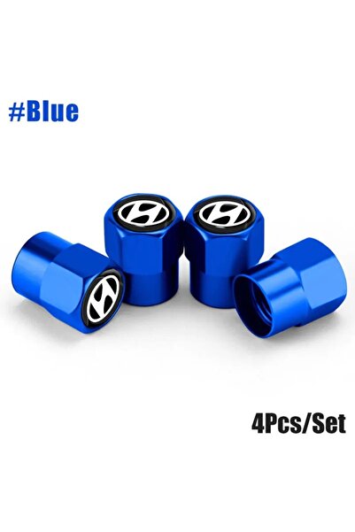 GARDENAUTO Hyundai Logo Aluminum Coating 4 Pieces Valve Covers (Blue)