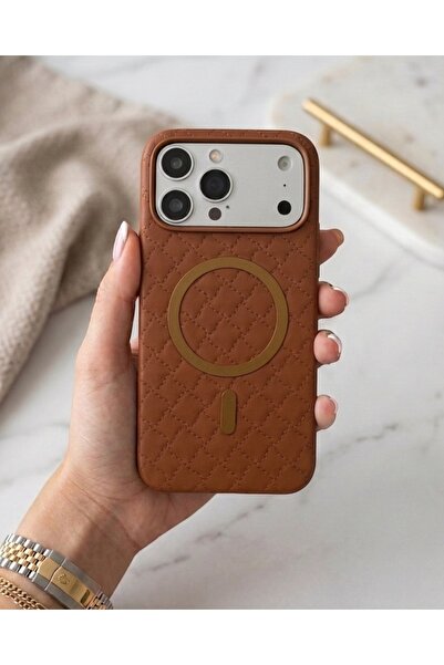KILIF HOUSE Iphone 16 Uyumlu Premium Kapitone Deri Desenli Magsafe Destekli K...