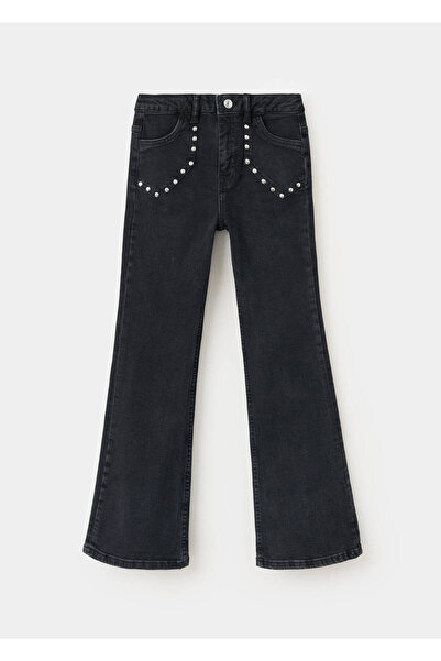 MANGO Kids Zımbalı flare jean pantolon