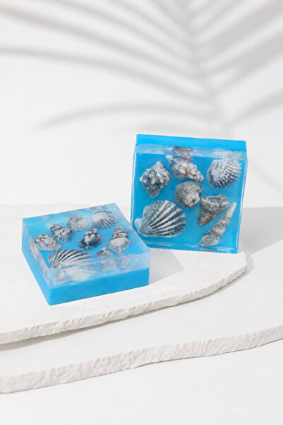 SOO SOAP Handmade Decorative Soap with Sea Shell Figures – Ocean-Themed Blue ...