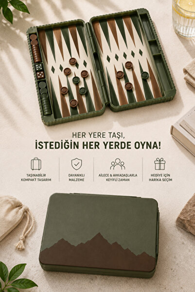 Heners Mini Boy Tavla 13x22 cm Seyahat Tavlası Geometrik Desenli Çanta Tipi –...