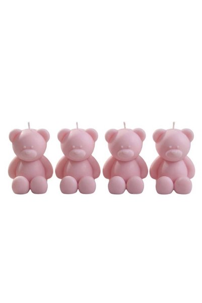 aurora naturalis Aurora-Naturalis Handmade Set Of-4 Teddy Bear Pink Rose Scented Candle | Kids Room & Home Decoration | Cute Teddy Bear Elegant Gift For Birthdays, New Born & Special Occasions