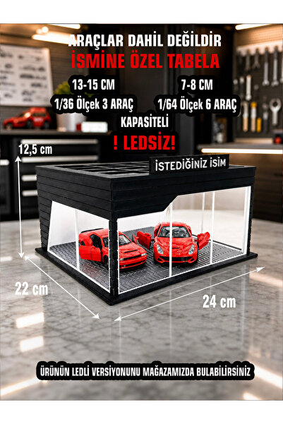 Butik 1/36 Ölçekli Siyah Renk Showroom Tasarımlı Diorama Araç Sergileme Garaj...
