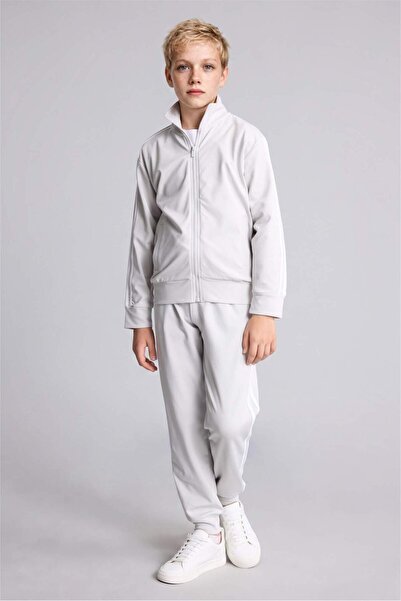 DeFacto High Collar Zippered Pocket Sweat Cardigan Flexible Waist Jogger Swea...