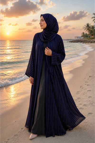 Passion by rahi Beautiful line printed double layer chiffon Abaya&Hijab