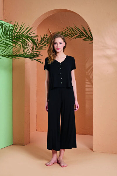 PJS 27027 طقم بيجامة نسائي بأزرار أمامية
