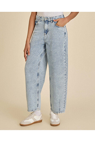 REDTAG Senior Girls Blue Plain Balloon Fit Jeans