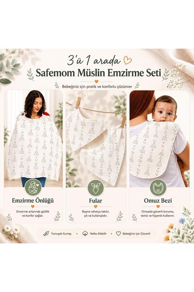 SafeMom - Müslin Yeni Doğan Emzirme Seti - Swan - Turuncu