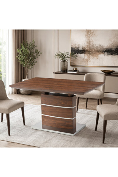 on home Extendable Dining Table, Size 180 x 80 cm - Walnut