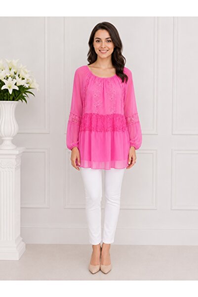 OEM Bluza rafinata Luna cu insertii de paiete ,nuanta de roz