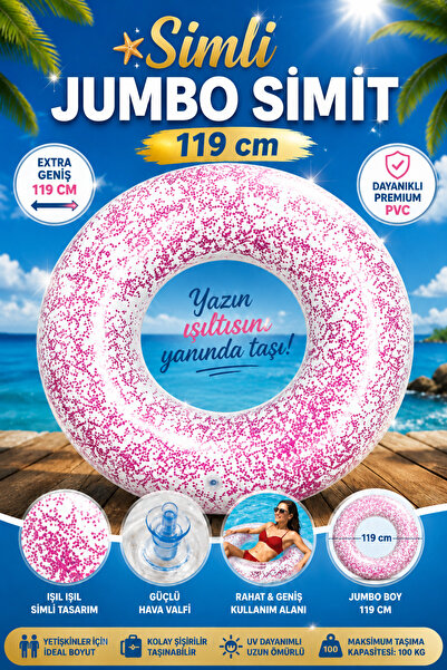 craftivio Transparent Glitter Sea and Pool Float Large Size Adult 119 cm
