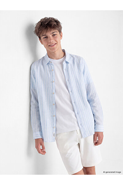 LC Waikiki Two Mt Shop Quality Striped Linen Blend Boys' Shirt