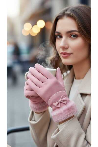 Aware Time Parachute Fabric Fur Touchscreen Plush Women's Gloves