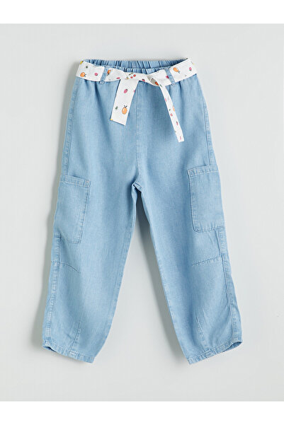 LC Waikiki Nevavm Girls' Balloon Jean Pants with Elastic Waist
