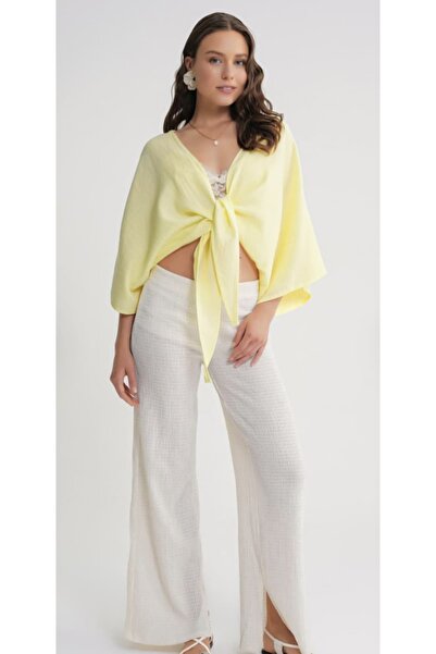 VIORA FASHION Muslin Tie-Back Blouse