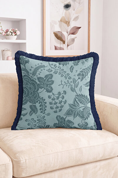 Realhomes Classic Floral and Leaf Motif Fringed Throw Pillow Cover - Vintage ...