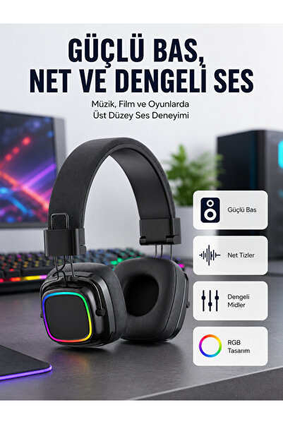 UCUZTEKNO Yüksek Ses Kaliteli Kablosuz Kulak Üstü Kulaklık – BT 5.3