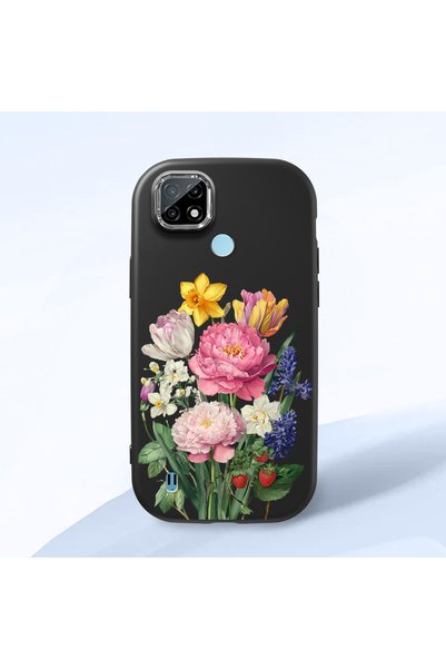 Hontinga Realme C21 Compatible Case Camera Protector Black Silicone Couple Ph...